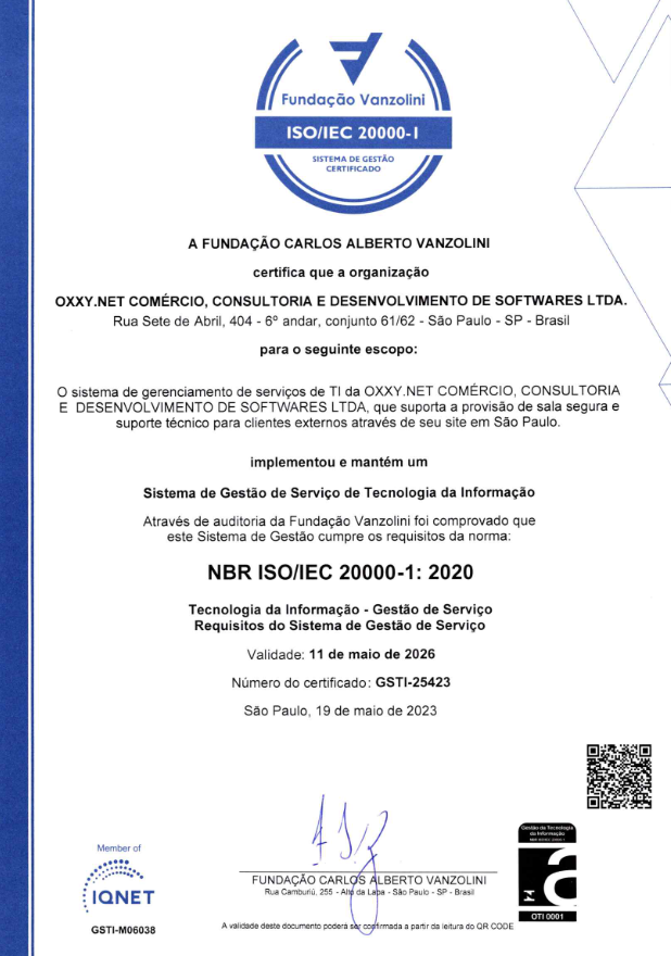 Certificado ISO/IEC 20000-1